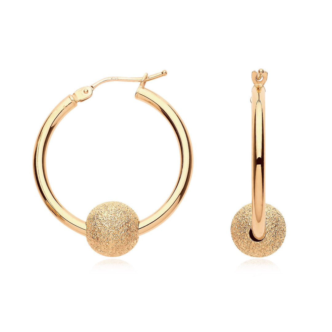 9ct Gold Glitter Ball Hoop Earrings