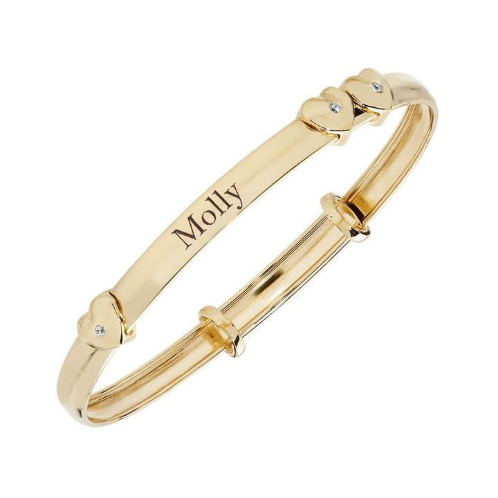 9ct Gold Personalised Heart Baby Bangle