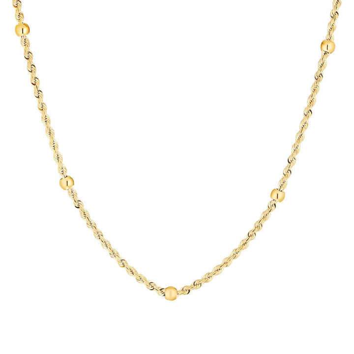 9ct Gold Beaded Rope Chain Necklace