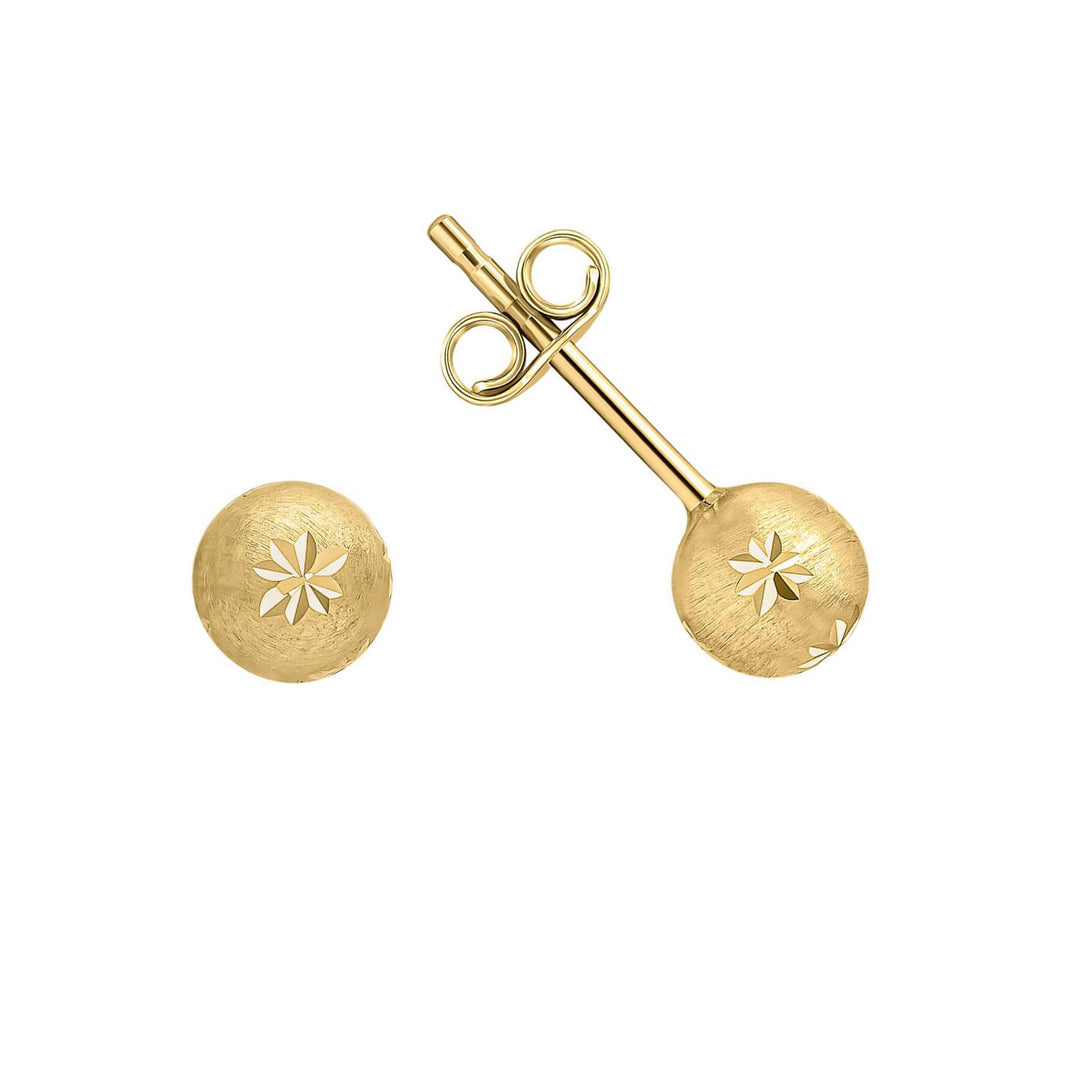 9ct Gold Diamond-Cut Ball Stud Earrings