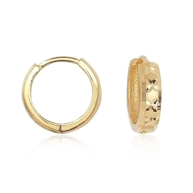 9ct Gold Small Diamond-Cut Huggie Hoop Earrings