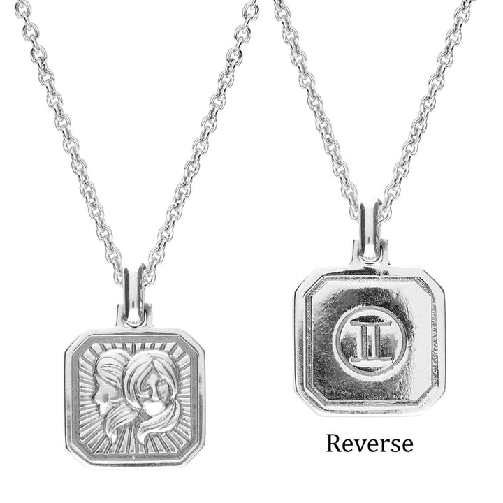 Men's Sterling Silver Gemini Zodiac Pendant