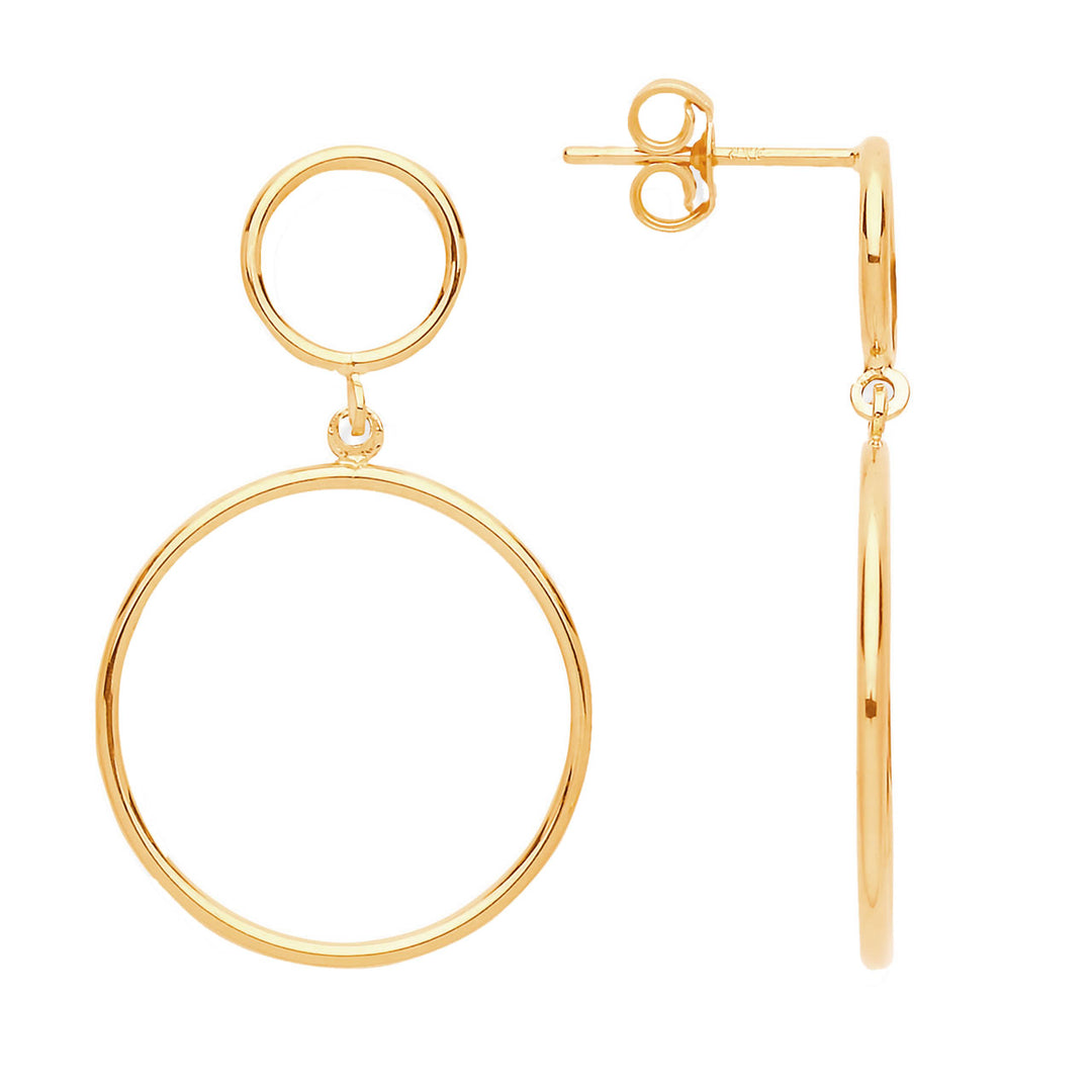 9ct Gold Circle Drop Earrings