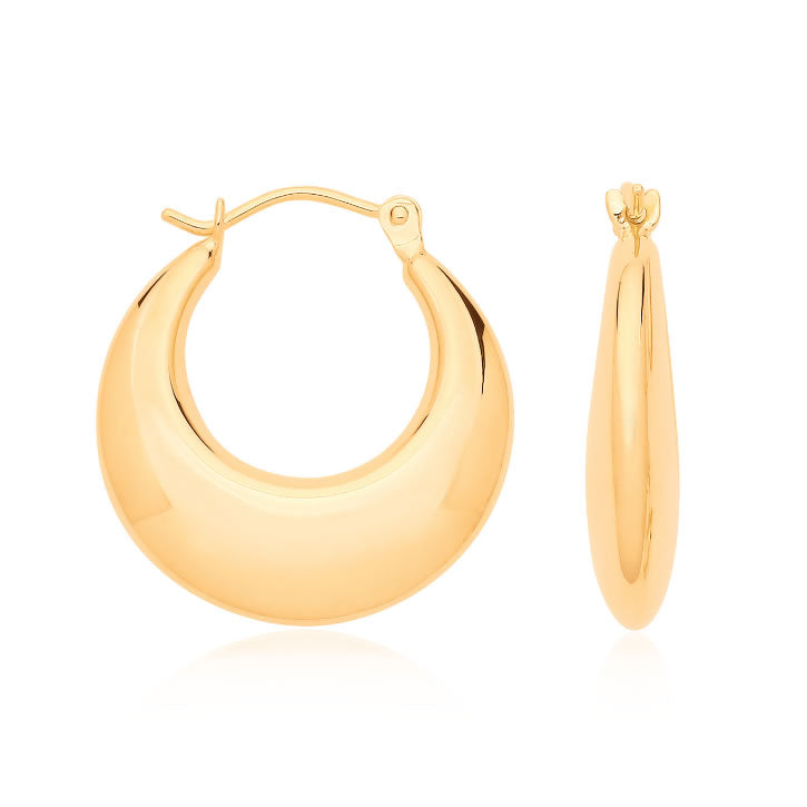 9ct Gold Curve Creole Hoop Earrings