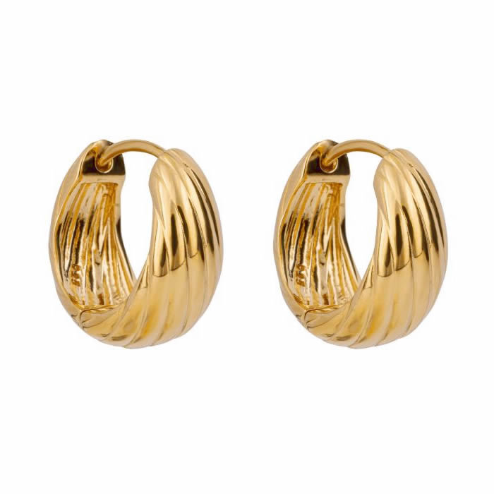 18ct Gold Plated Textured Chunky Hoop Earrings