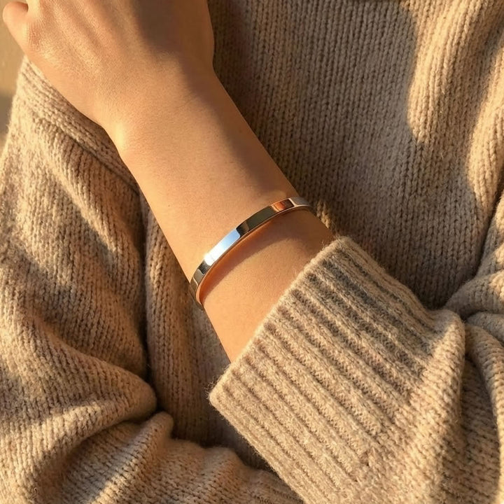 Sterling Silver Solid Oval Hinged Bangle