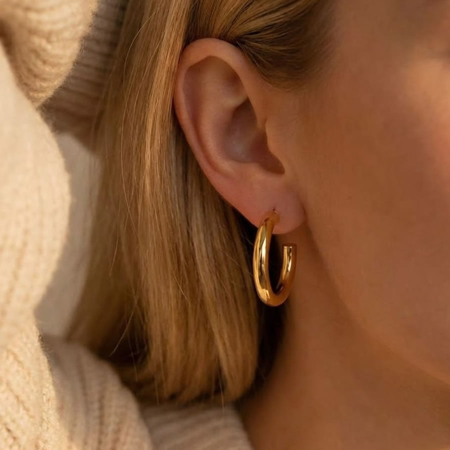 18ct Gold Plated 3/4 Hoop Earrings