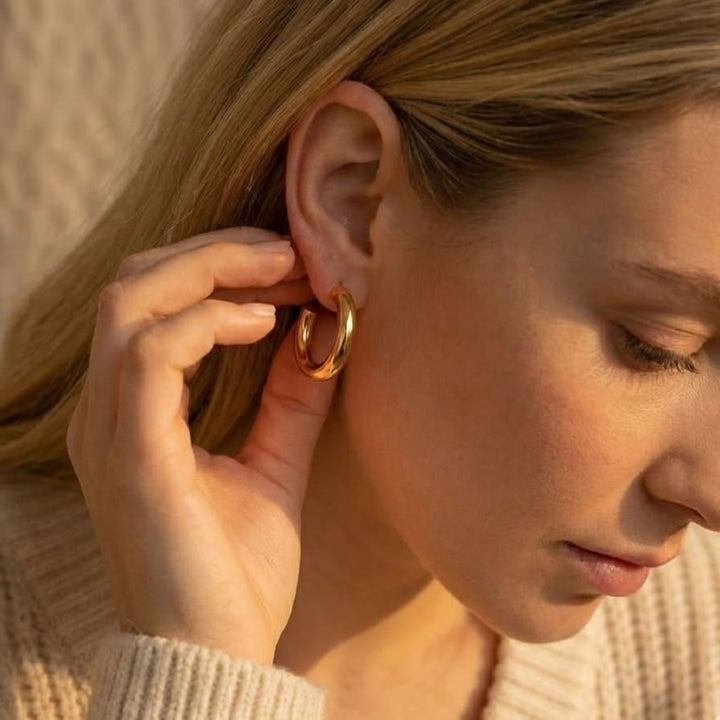 18ct Gold Plated 3/4 Hoop Earrings