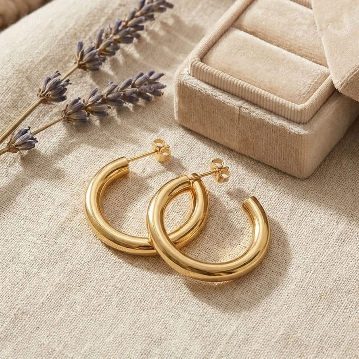 18ct Gold Plated 3/4 Hoop Earrings