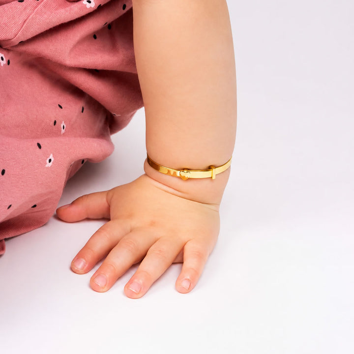 Gold Plated Personalised Heart Baby Bangle