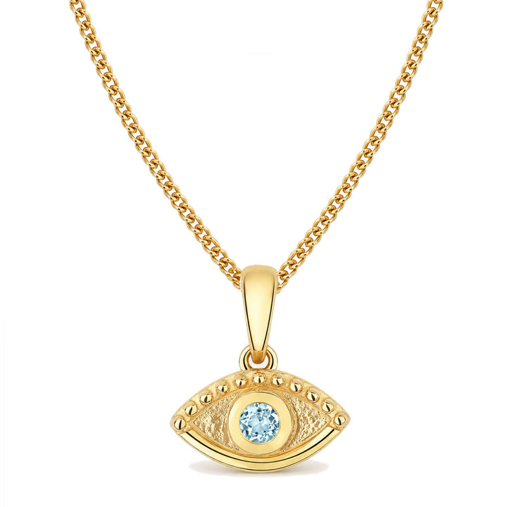 9ct Gold Aquamarine Evil Eye Pendant