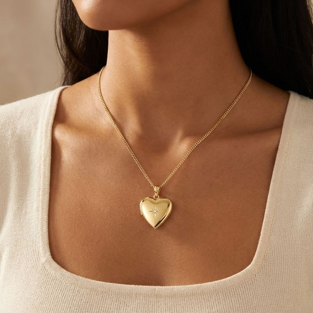9ct Gold Diamond Heart Locket