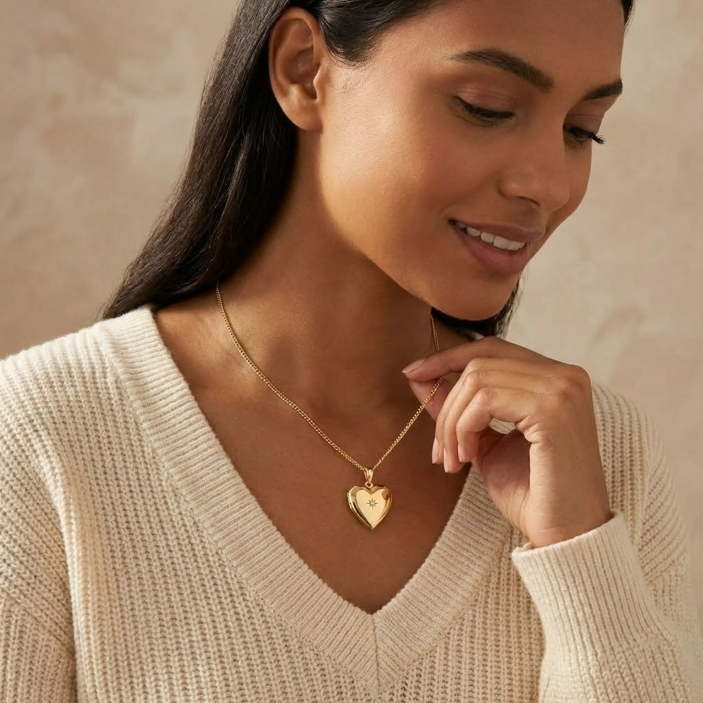 9ct Gold Diamond Heart Locket