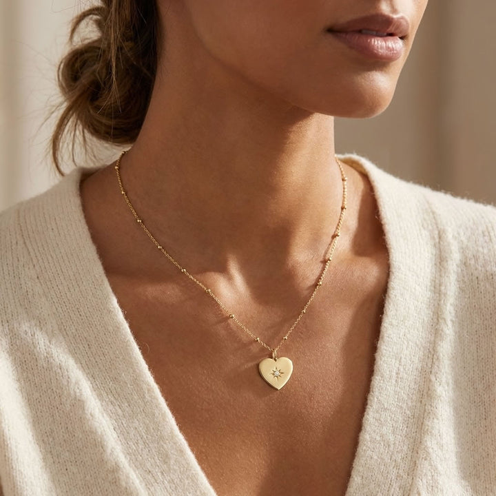 9ct Gold Starburst Heart Pendant