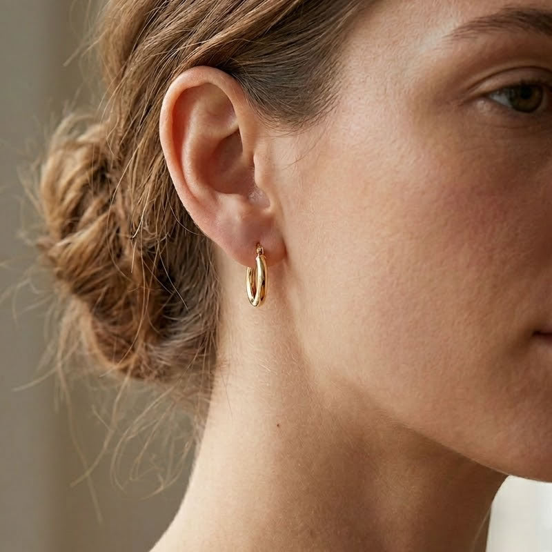9ct Gold Classic Hoop Earrings 15mm