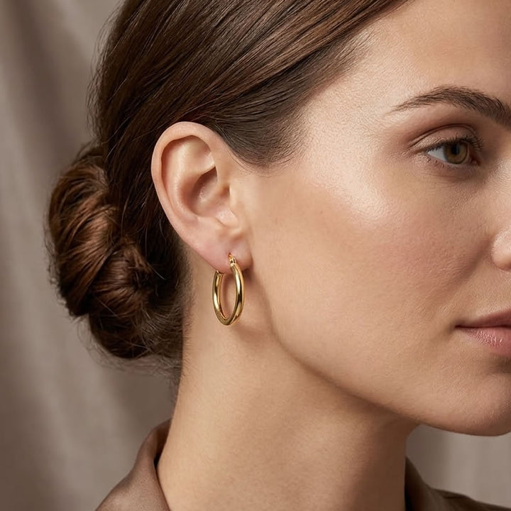 9ct Gold Classic Hoop Earrings 20mm