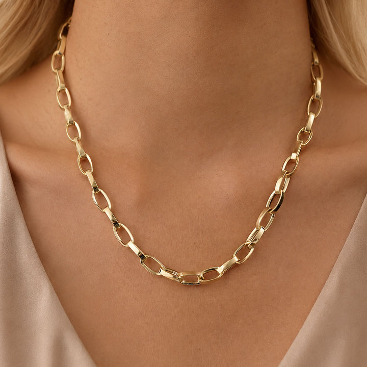 9ct Gold Hollow Oval Link Chain