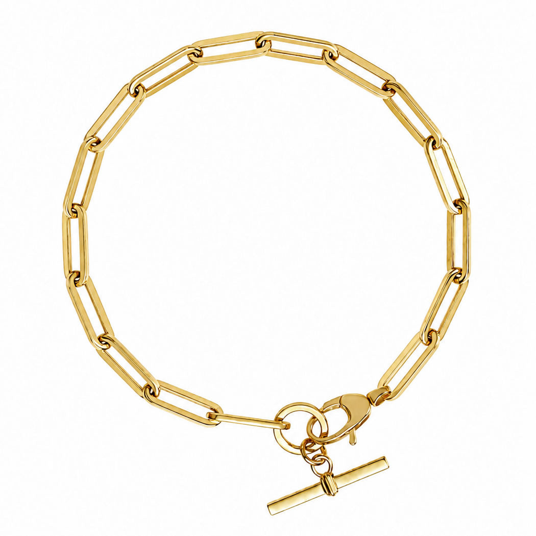 9ct Gold Paperclip T-Bar Bracelet