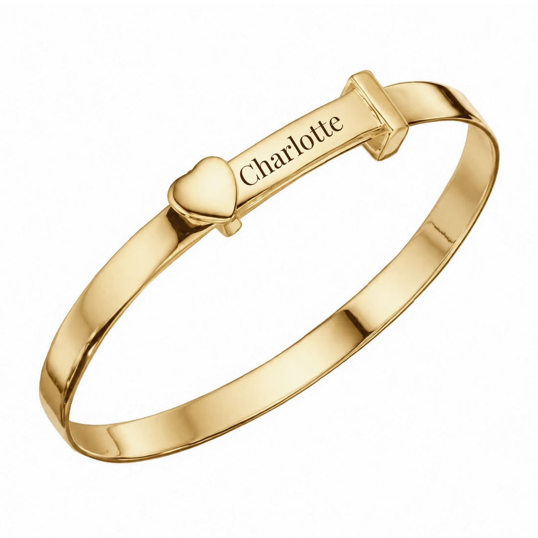 Gold Plated Personalised Heart Baby Bangle