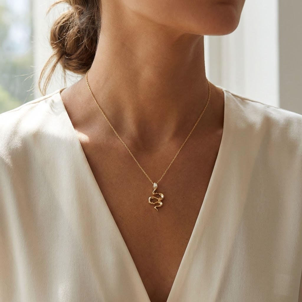 9ct Gold Snake Pendant Necklace