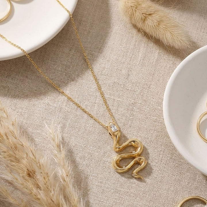 9ct Gold Snake Pendant Necklace