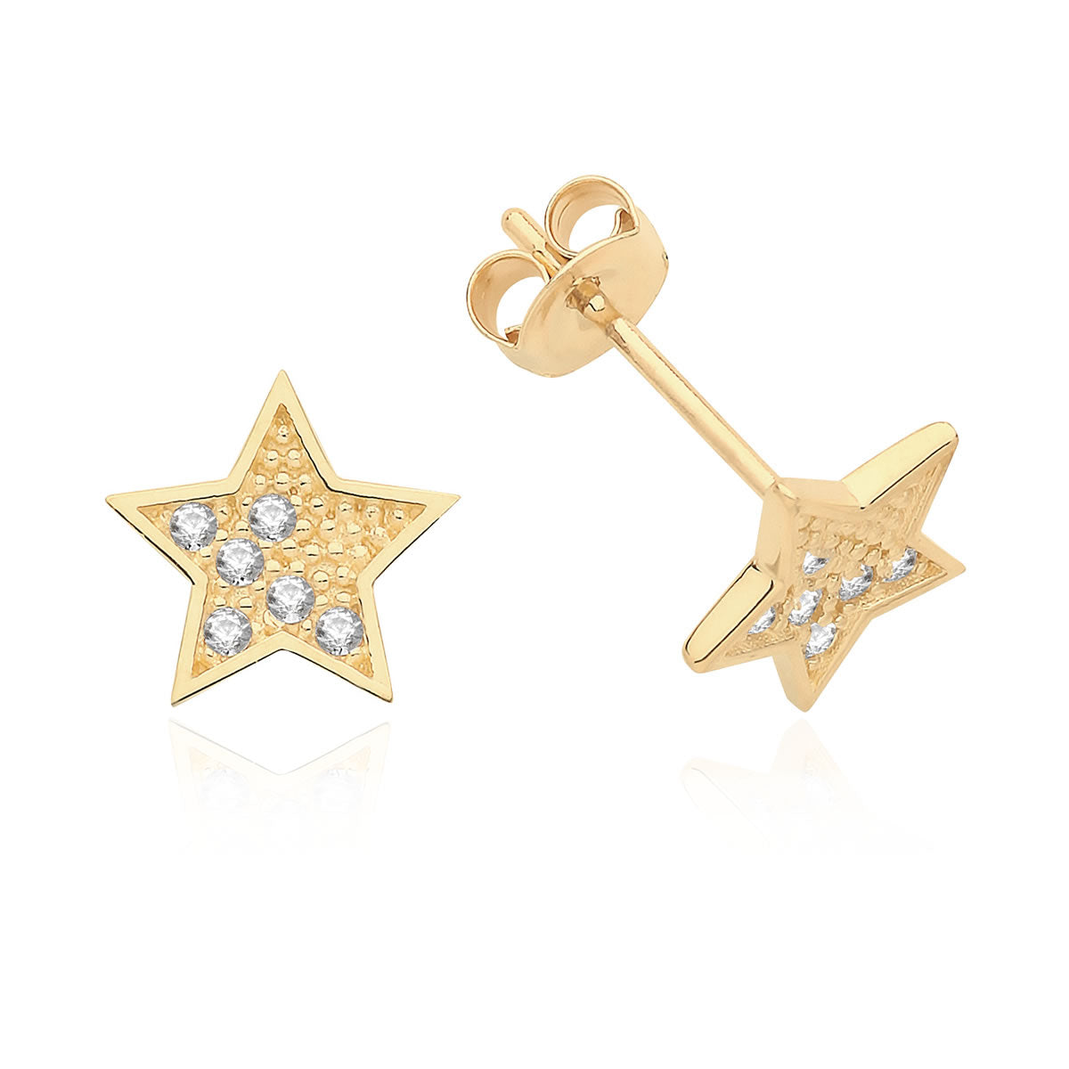 Cubic Zirconia Star Stud Piercing Earrings in 14K Gold | Banter