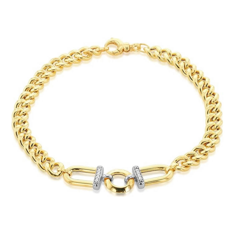 9ct Gold Stirrup Curb Link Bracelet