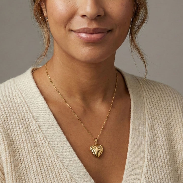 9ct Gold Sunray Heart Locket Pendant