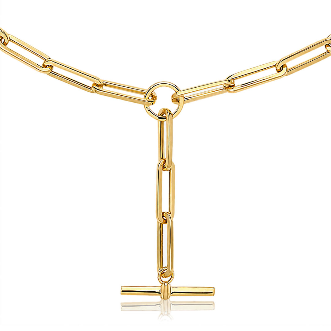 9ct Gold Paperclip T-bar Necklace