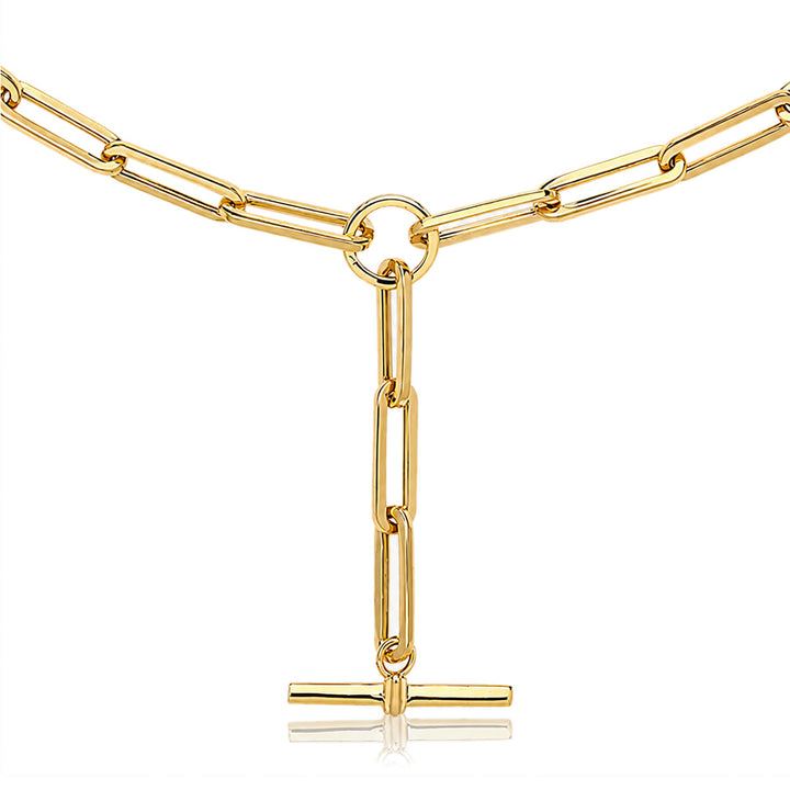 9ct Gold Paperclip T-bar Necklace