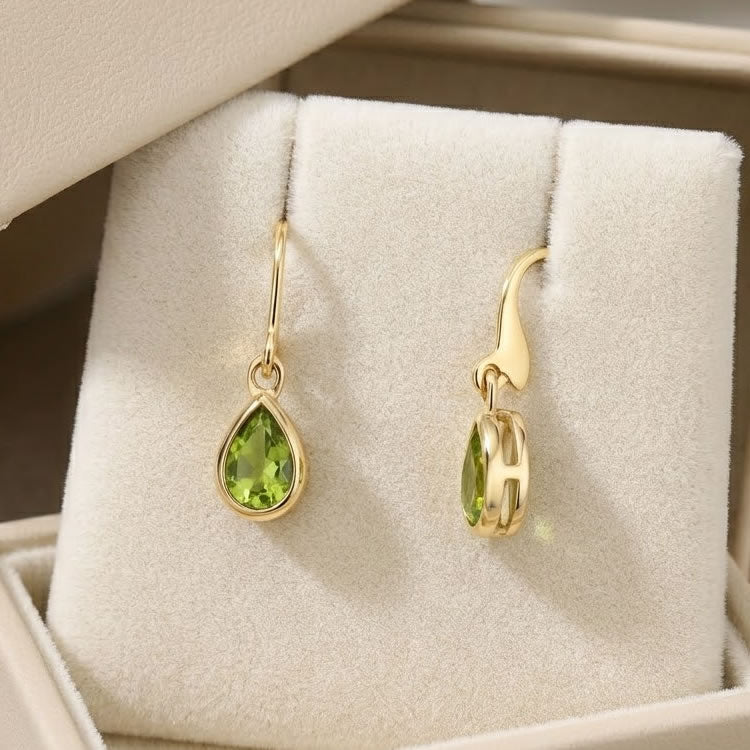 9ct Gold Peridot Teardrop Earrings