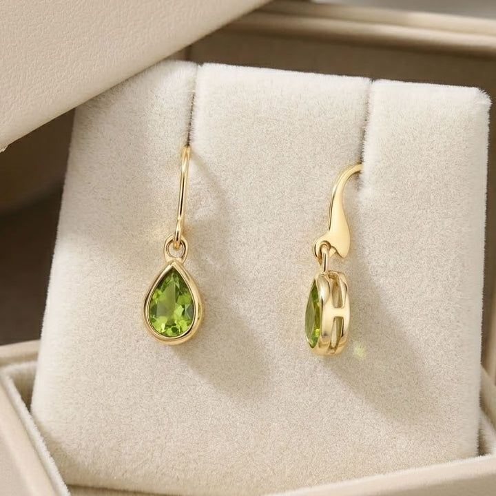 9ct Gold Peridot Teardrop Earrings