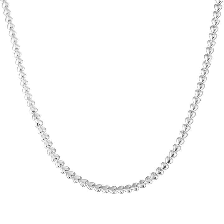 Sterling Silver Linked Hearts Chain Necklace