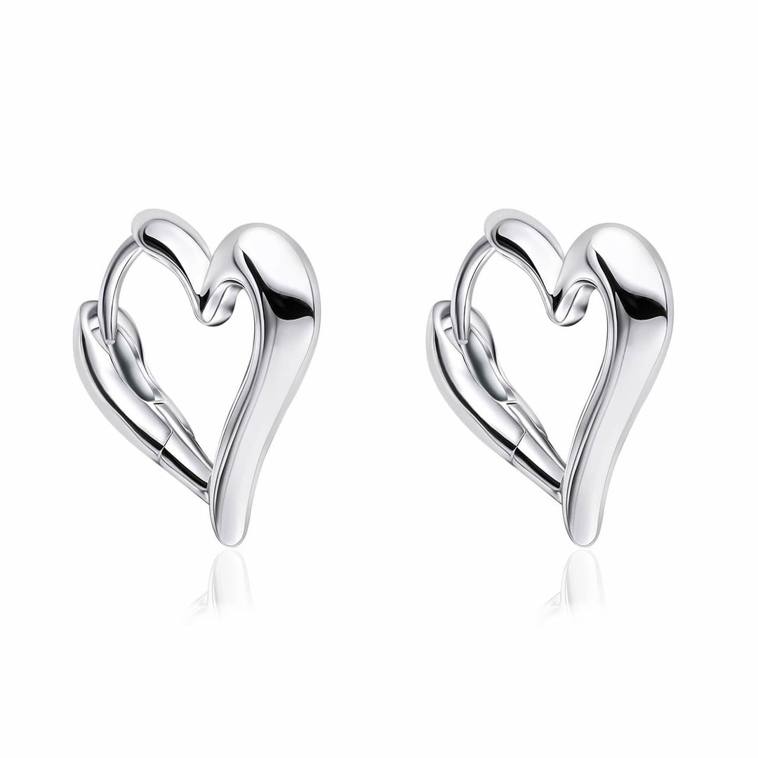 Sterling Silver Heart Hoop Earrings