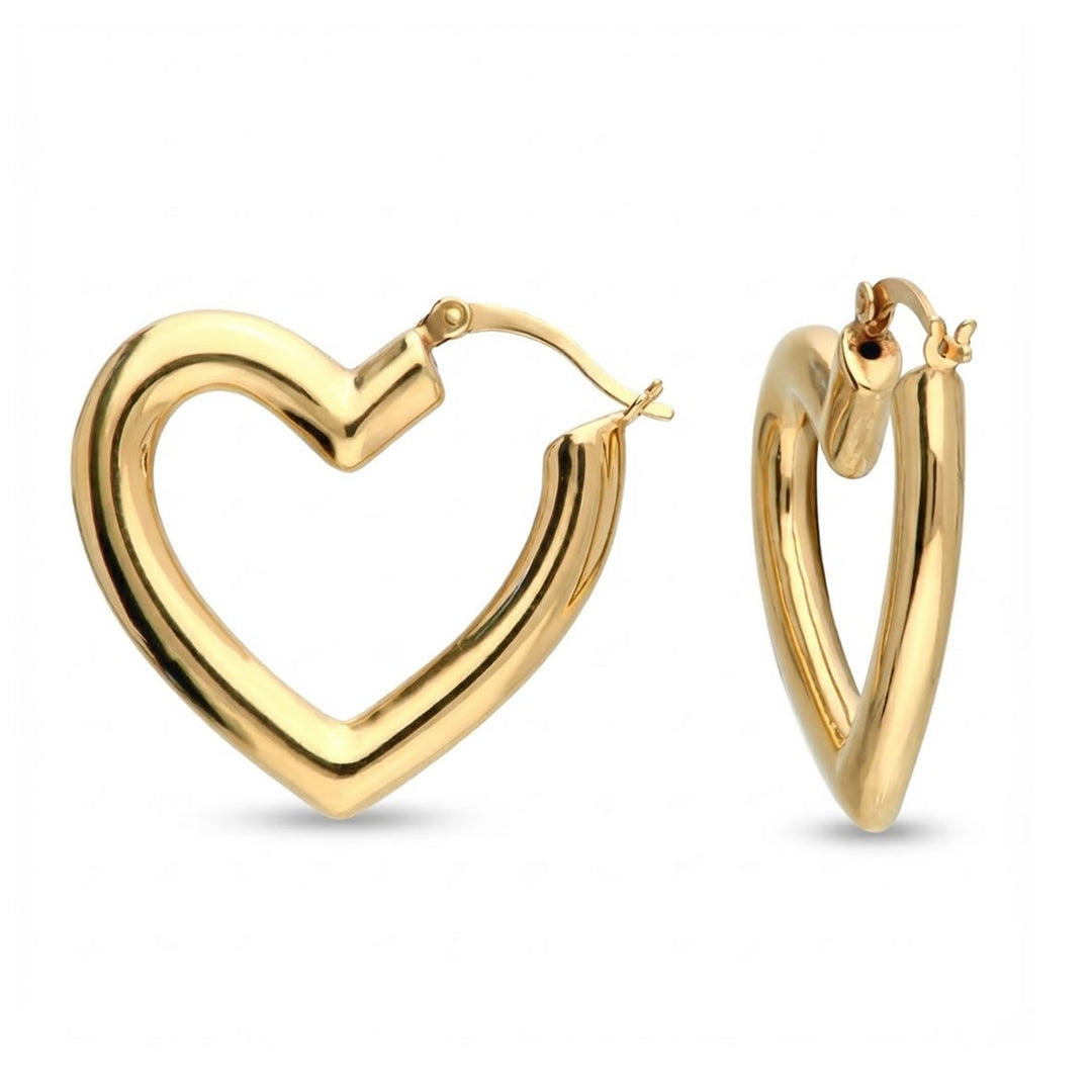 18ct Gold Plated Large Heart Hoop Earrings