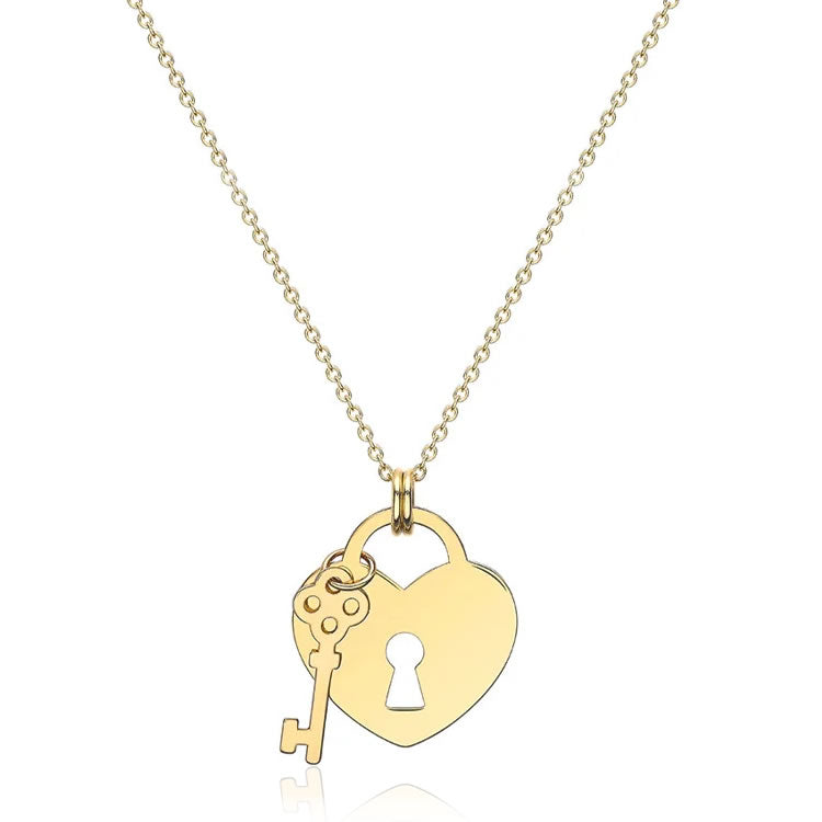 9ct Gold Heart & Key Necklace