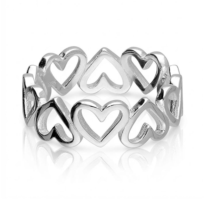 Sterling Silver Hearts Band Ring