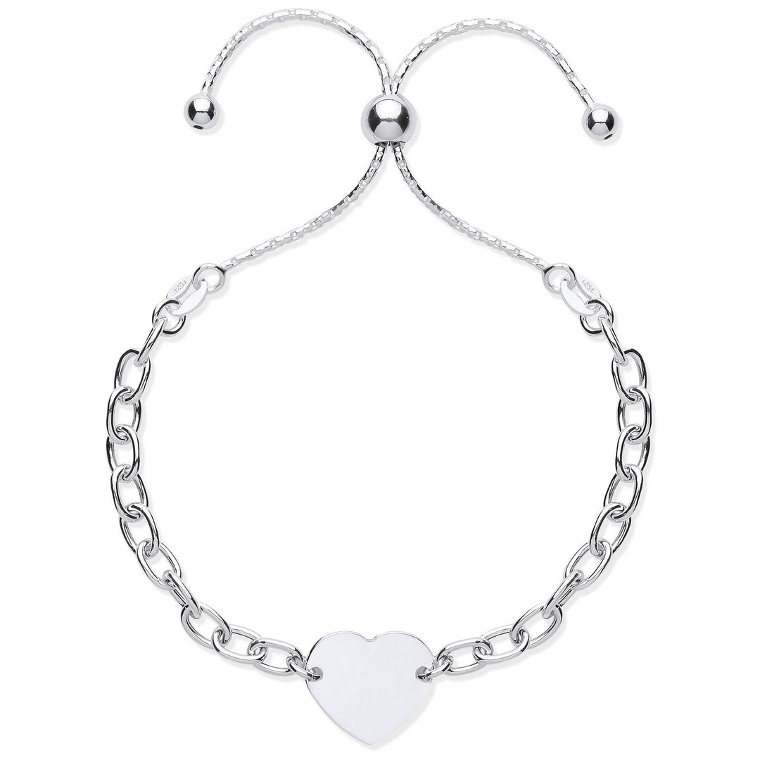 Silver Heart Adjustable Slider Bracelet