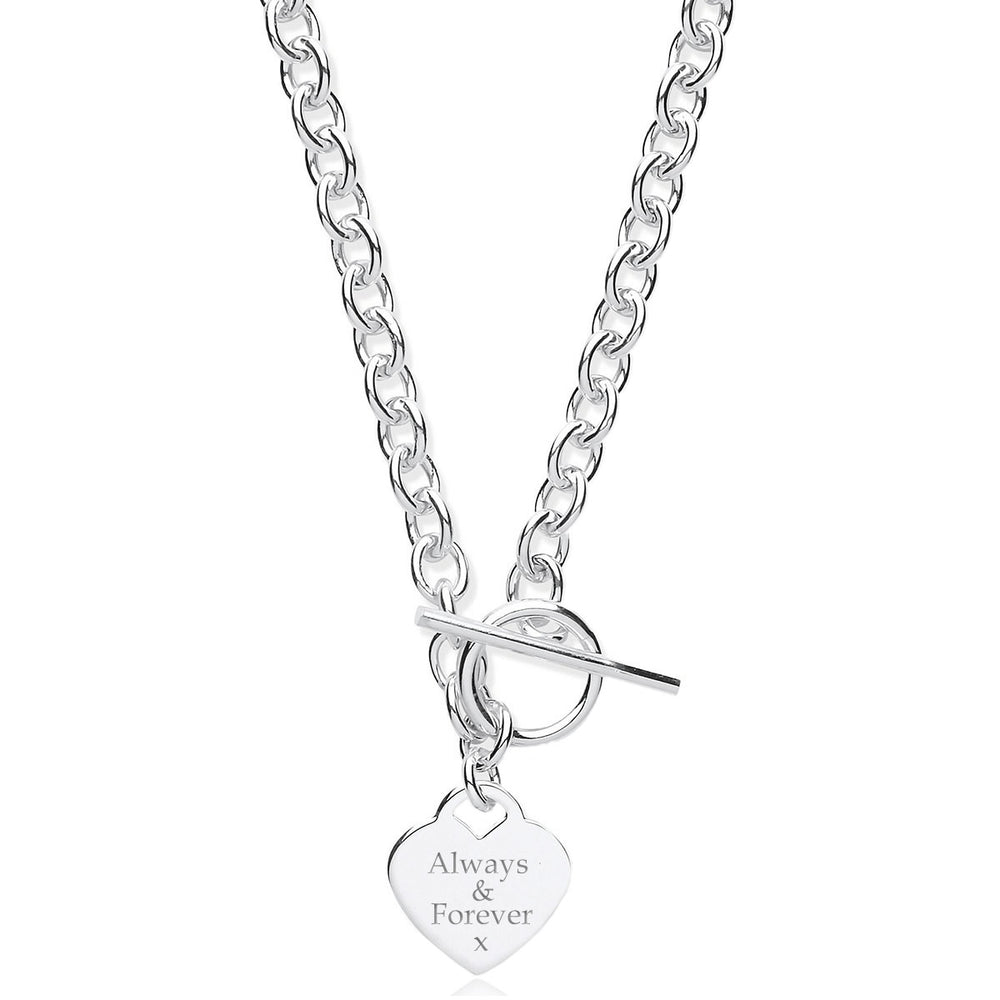 Sterling Silver Personalised Heart T-Bar Necklace
