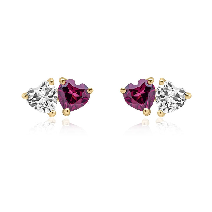 Toi et Moi Heart Earrings in 9ct Gold