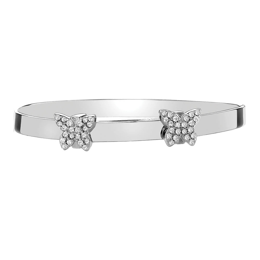 Silver Personalised Butterfly Expandable Baby Bangle