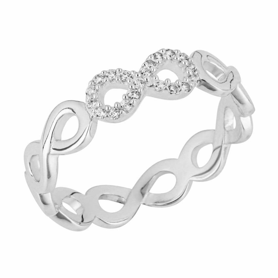 Silver Cubic Zirconia Forever Infinity Band Ring
