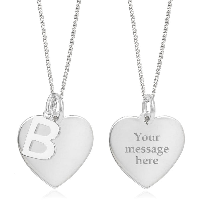 Sterling Silver Personalised Heart & Initial Pendant - B