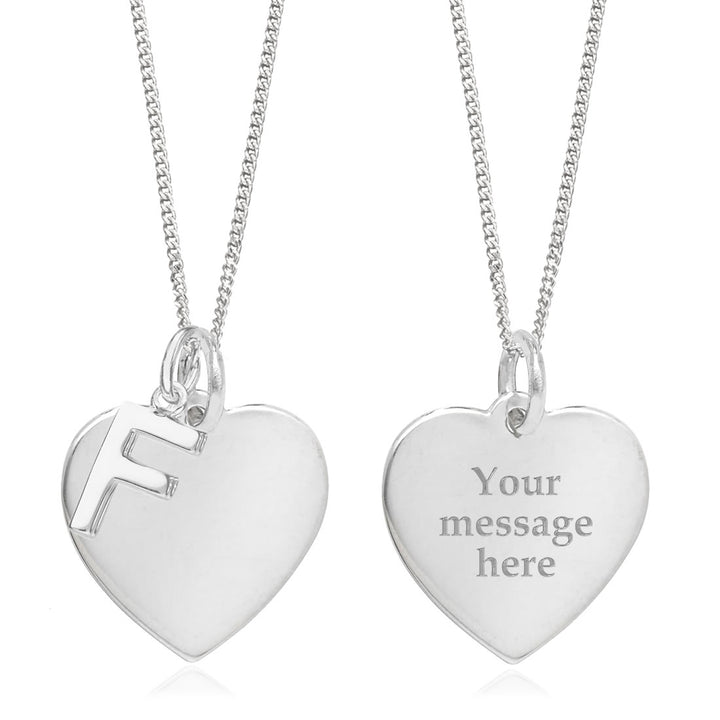 Sterling Silver Personalised Heart & Initial Pendant - F