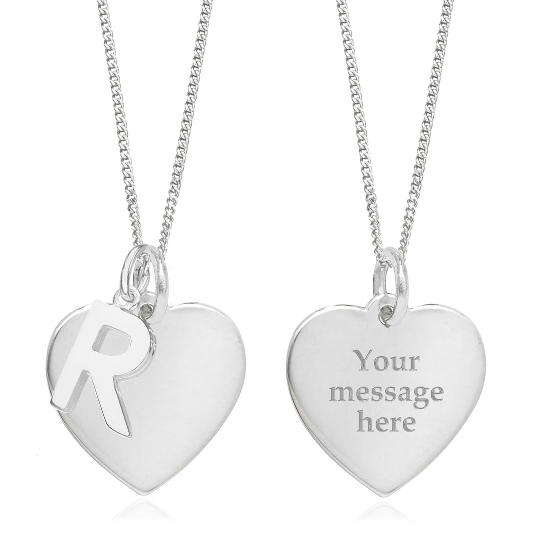 Sterling Silver Personalised Heart & Initial Pendant - R