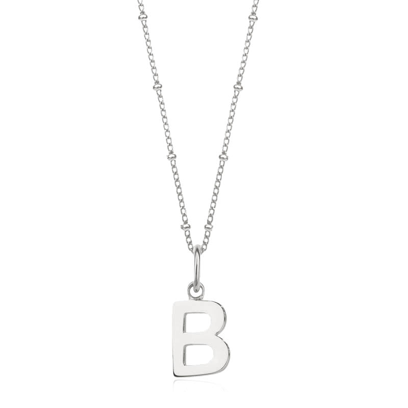 Sterling Silver Initial B Pendant & Bead Chain