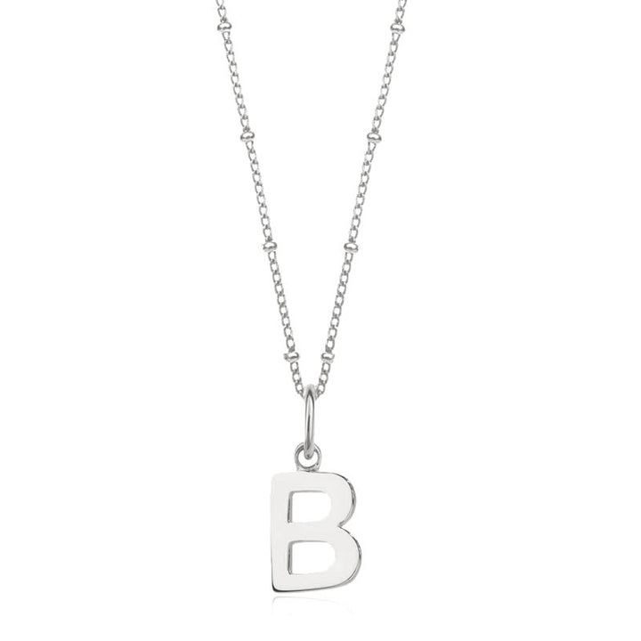 Sterling Silver Initial B Pendant & Bead Chain