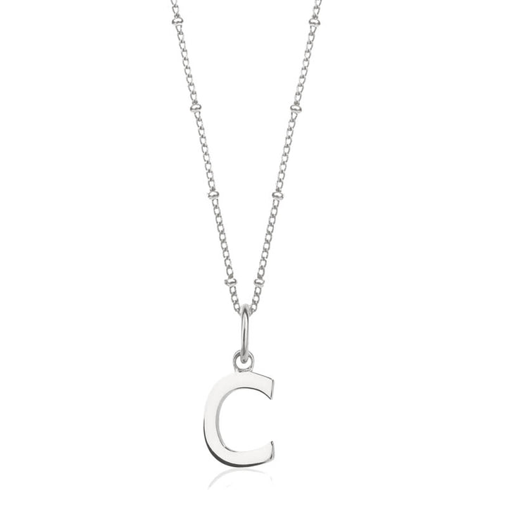 Sterling Silver Initial C Pendant & Bead Chain