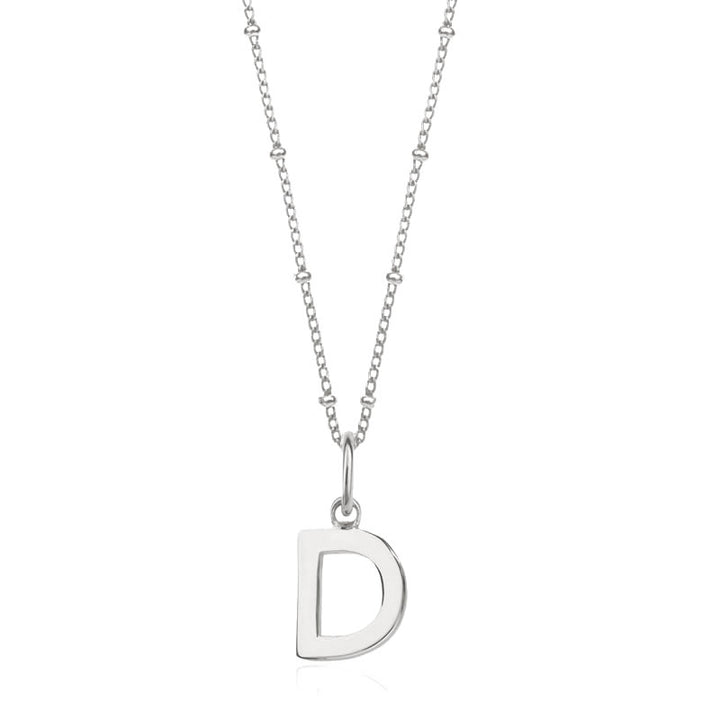 Sterling Silver Initial D Pendant & Bead Chain