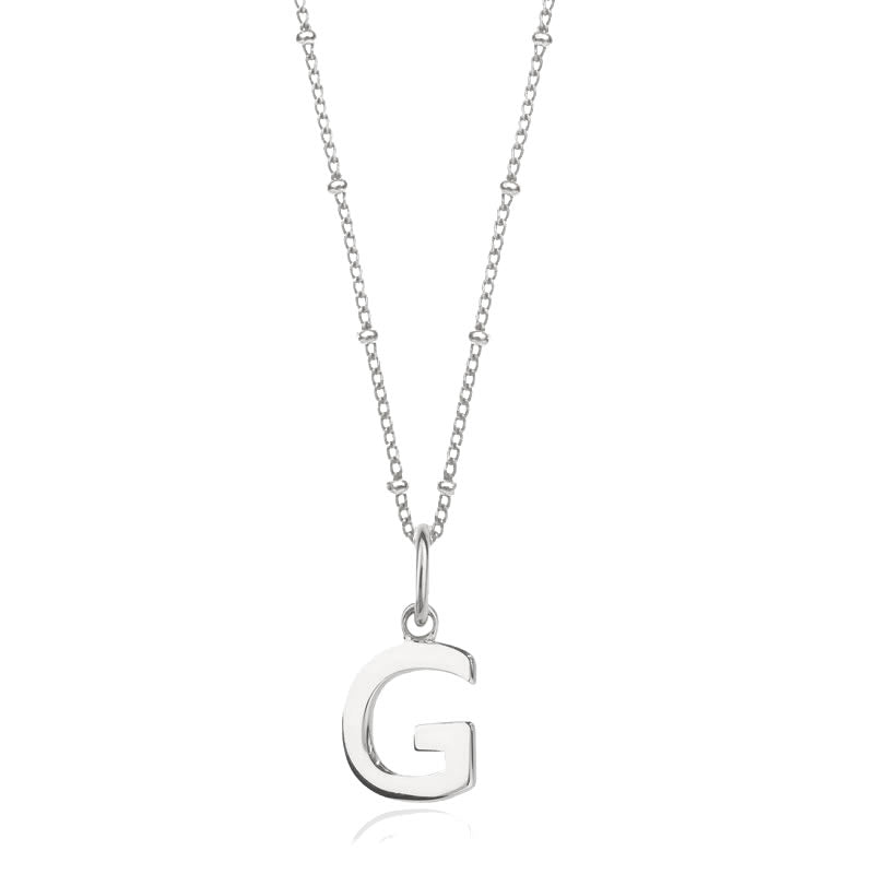 Sterling Silver Initial G Pendant & Bead Chain